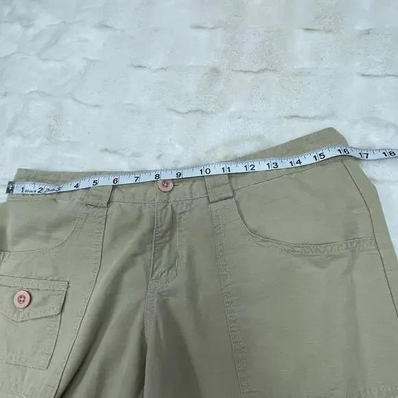 🔥Vintage Y2K Forever 21 Made in USA Low Rise Flare Wide Leg Khaki Pants Women M - Picture 10 of 16